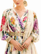 Off White Georgette Printed Anarkali Suit