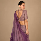Dusty Lavender Georgette Embroidered Palazzo Suit