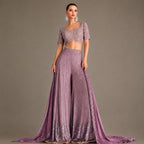 Dusty Lavender Real Georgette Embroidered Readymade Palazzo Suit by Naksh Creation
