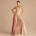 Champagne Gold Real Georgette Embroidered Readymade Palazzo Suit by Naksh Creation