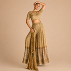 Dusty Rose Chinon Silk Embroidered Palazzo Suit
