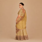 Olive Gold Georgette Embroidered Palazzo Suit