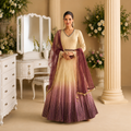 Beige and Plum Ready to Wear Anarkali Suit with Dupatta