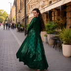 Emerald Green Georgette Indo Western Palazzo Set