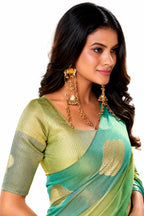 Teal Green Soft Tissue Silk Zari Work Premium Casual Saree - Naksh Creation