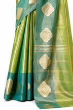 Teal Green Soft Tissue Silk Saree Woven Zari Motif and Pallu Detail - Naksh Creation