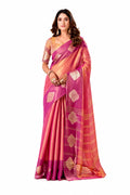 Magenta Pink Soft Tissue Silk Saree Blouse and Fabric Detail - Naksh Creation