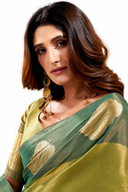 Olive Green Soft Tissue Silk Zari Work Premium Casual Saree - Naksh Creation