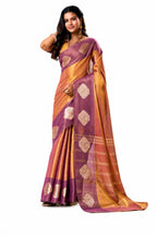 Plum Purple Soft Tissue Silk Saree Blouse and Fabric Detail - Naksh Creation
