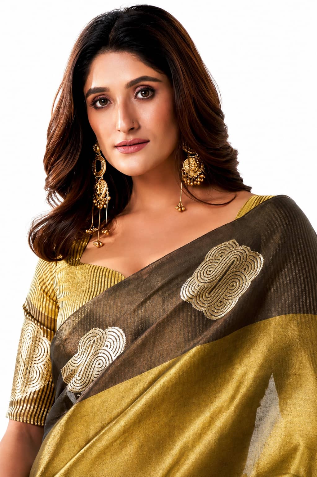 Olive Gold Soft Tissue Silk Zari Work Premium Casual Saree - Naksh Creation