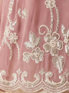 Dusty Pink Embroidered Real Georgette Sharara Suit Set - View 7