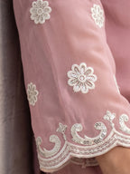 Dusty Pink Embroidered Real Georgette Sharara Suit Set - View 10