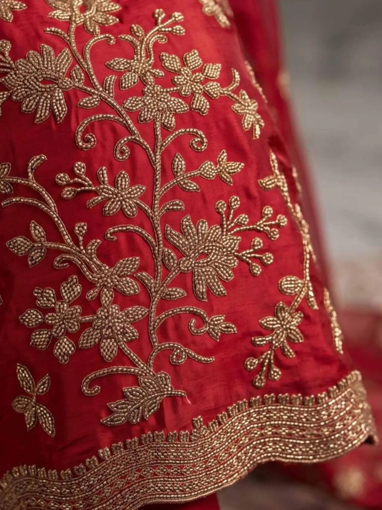 Maroon Embroidered Chinnon Palazzo Suit Set with Dupatta View 4