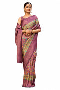 Teal Blue Jacquard P V Silk Zari Weaving Digital Print Saree
