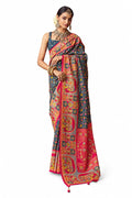 Blue Dola Silk Pichwai Kalamkari Print Casual Wear Saree