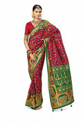 Crimson Red Dola Silk Pichwai Kalamkari Print Casual Wear Saree