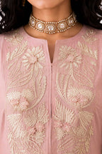 Naksh Creation Dusty Rose Pink Embroidered Roman Silk Palazzo Suit