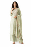 Sage Green Roman Silk Palazzo Suit
