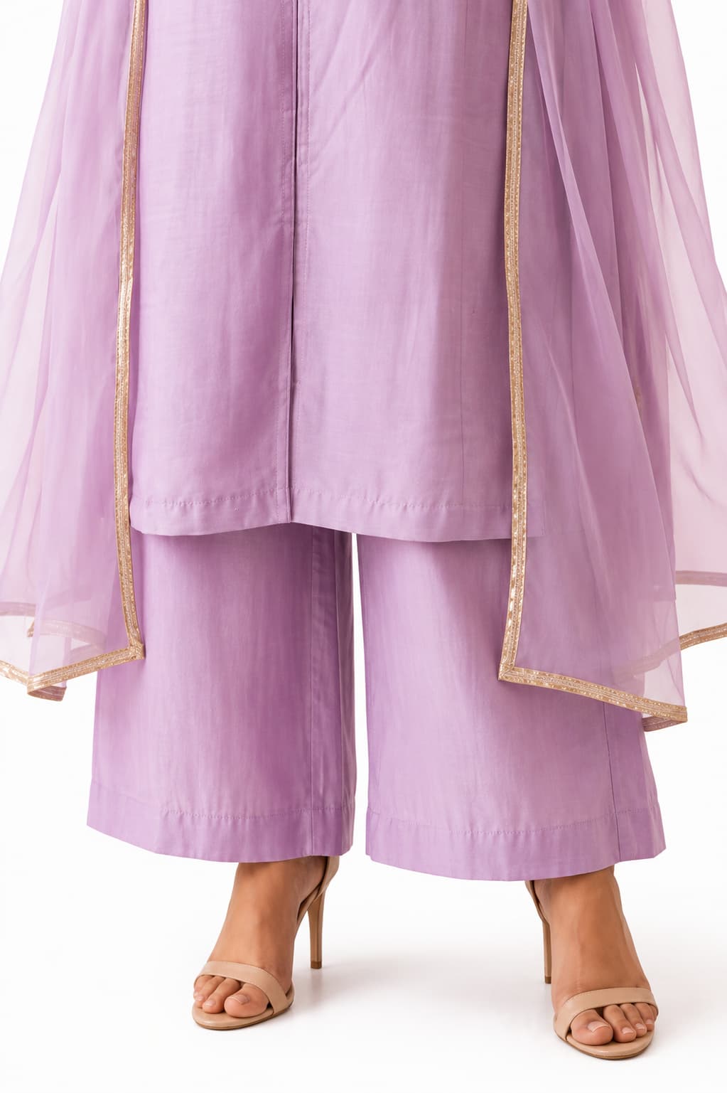 Naksh Creation Lavender Embroidered Roman Silk Palazzo Suit