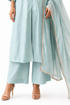 Naksh Creation Powder Blue Embroidered Roman Silk Palazzo Suit
