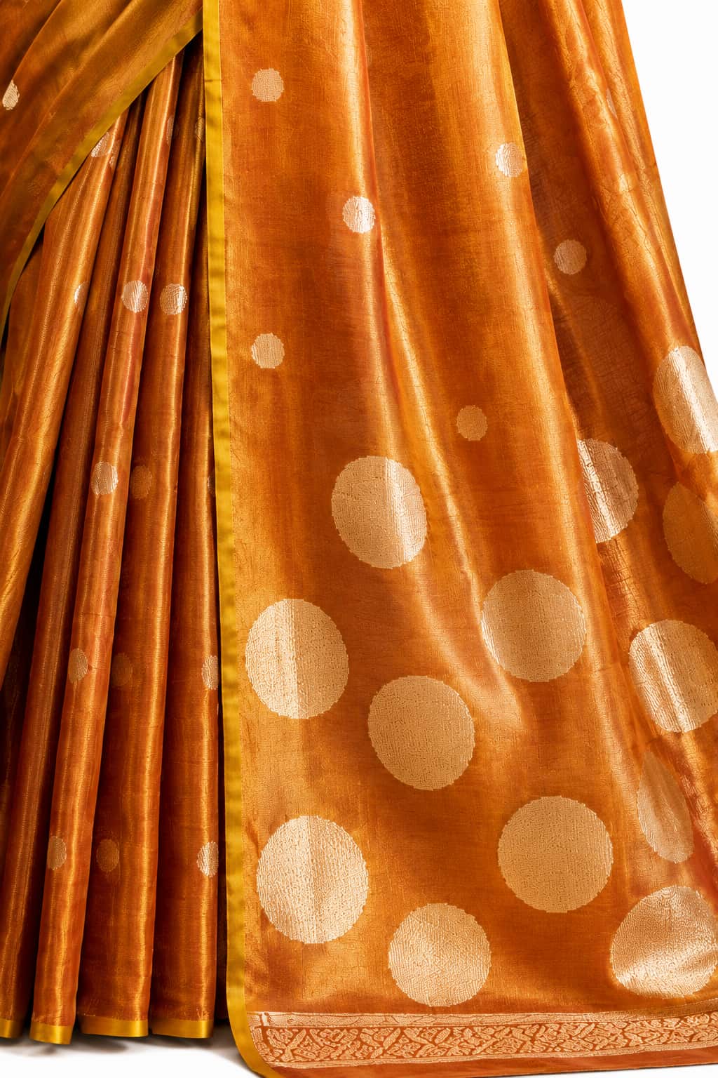 Mustard Tissue Silk Saree Zari Weaving Detail - Naksh Creation