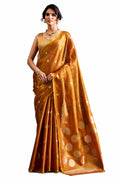 Gold Shimmer Tissue Silk Zari Border Work Saree