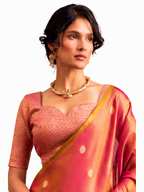 Coral Pink Tissue Silk Zari Weaving Premium Casual Saree - Naksh Creation