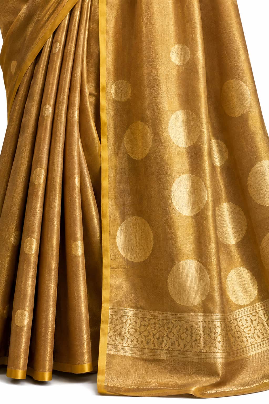 Antique Gold Tissue Silk Saree Zari Weaving Detail - Naksh Creation