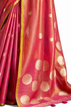 Coral Pink Tissue Silk Saree Zari Weaving Detail - Naksh Creation