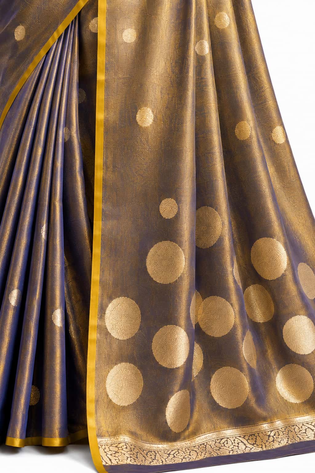 Brown Tissue Silk Saree Zari Weaving Detail - Naksh Creation