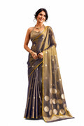 Gold Shimmer Tissue Silk Zari Border Work Saree