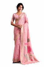 Naksh Creation Blush Pink Tissue Silk Saree Unstitched Blouse Detail