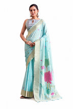 Naksh Creation Ice Blue Tissue Silk Saree Unstitched Blouse Detail