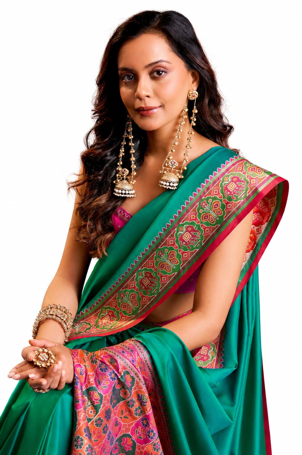 Rani Pink Soft Silk Zari Border Work Saree