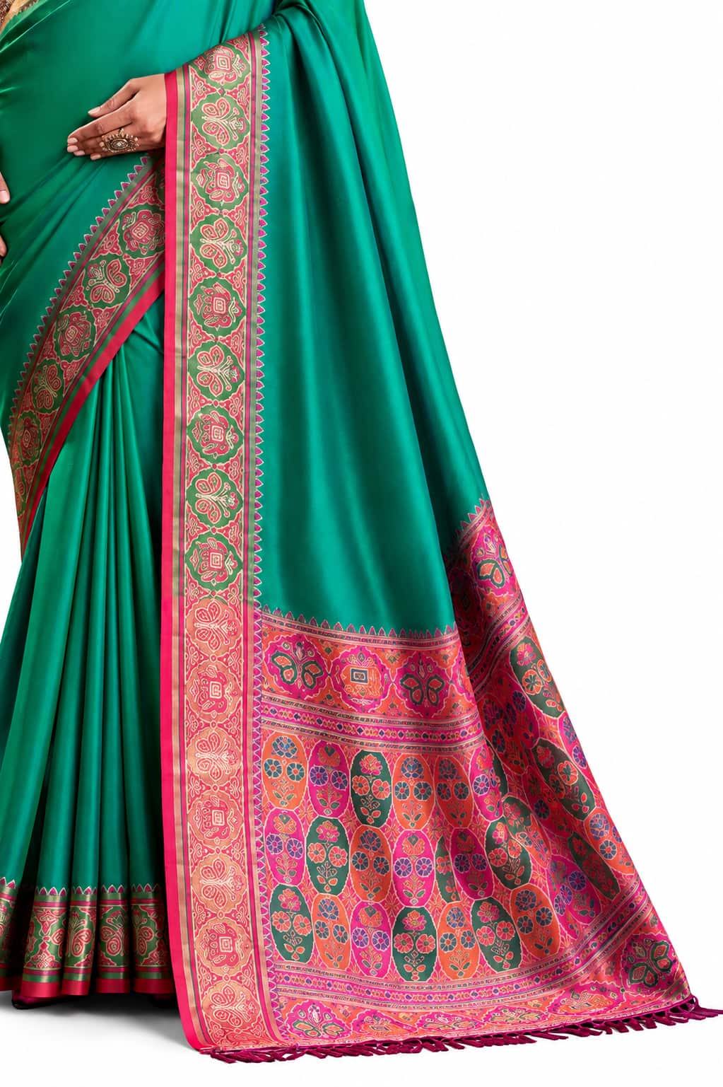 Rani Pink Soft Silk Zari Border Work Saree