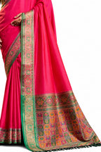 Rani Pink Soft Silk Zari Border Work Saree