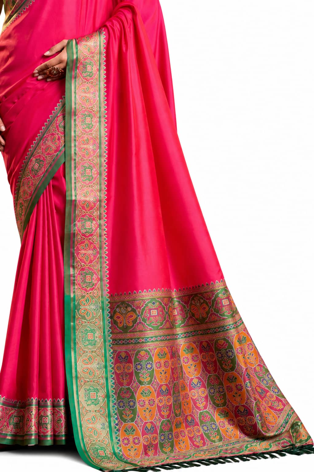 Rani Pink Soft Silk Zari Border Work Saree
