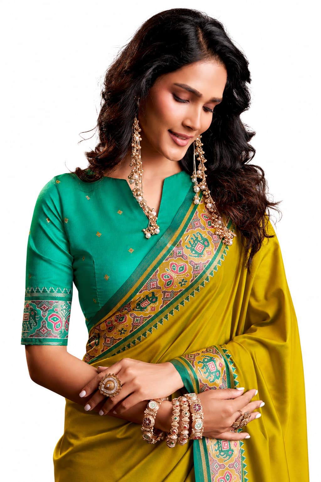 Yellow Soft Silk Zari Border Work Saree