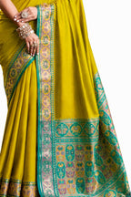 Yellow Soft Silk Zari Border Work Saree