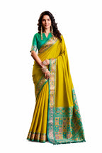 Yellow Soft Silk Zari Border Work Saree