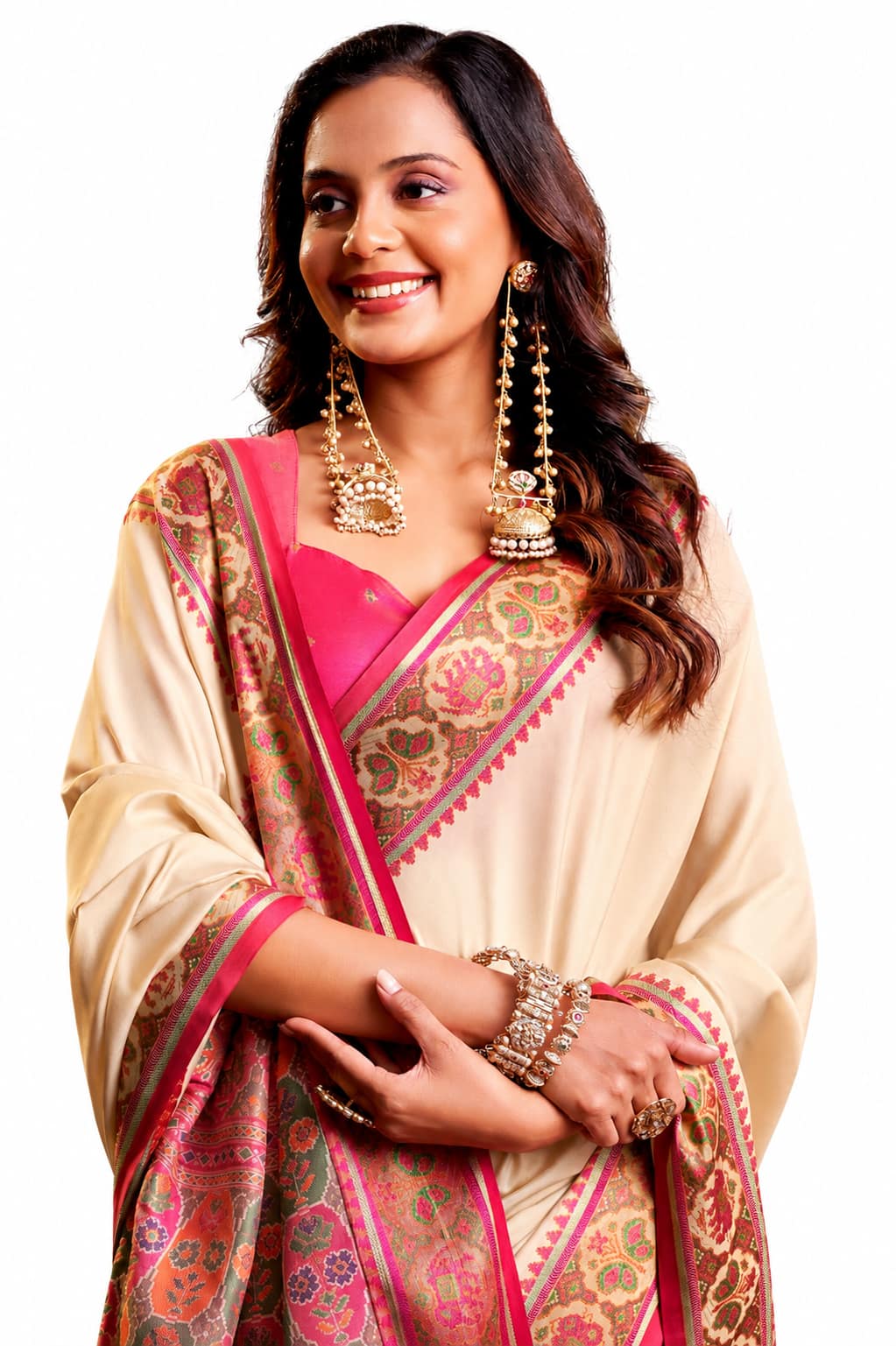 Rani Pink Soft Silk Zari Border Work Saree