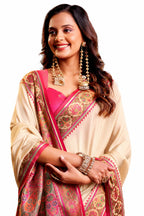 Rani Pink Soft Silk Zari Border Work Saree