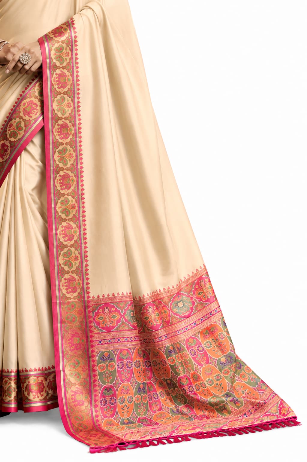 Rani Pink Soft Silk Zari Border Work Saree