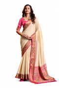 Rani Pink Soft Silk Zari Border Work Saree