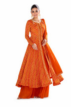 Naksh Creation Orange Chinon Anarkali Suit