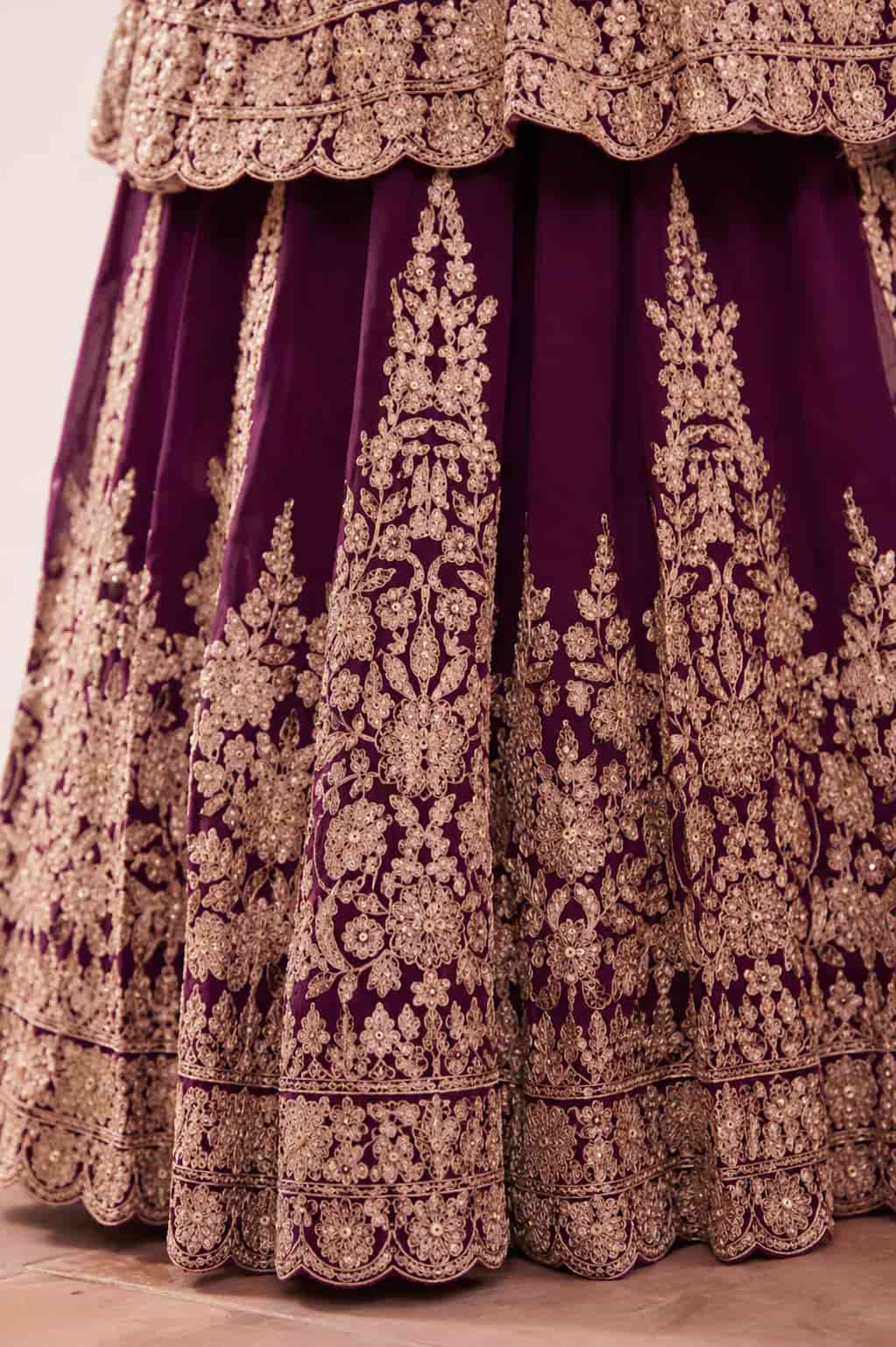 Wine Purple Georgette Lehenga Style Set Detail View