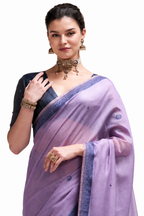 Lavender Jamdani Cotton Office Wear Saree - Naksh Creation