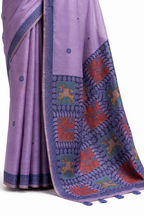 Lavender Jamdani Cotton Office Wear Saree - Naksh Creation