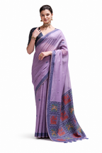 Lavender Jamdani Cotton Office Wear Saree - Naksh Creation