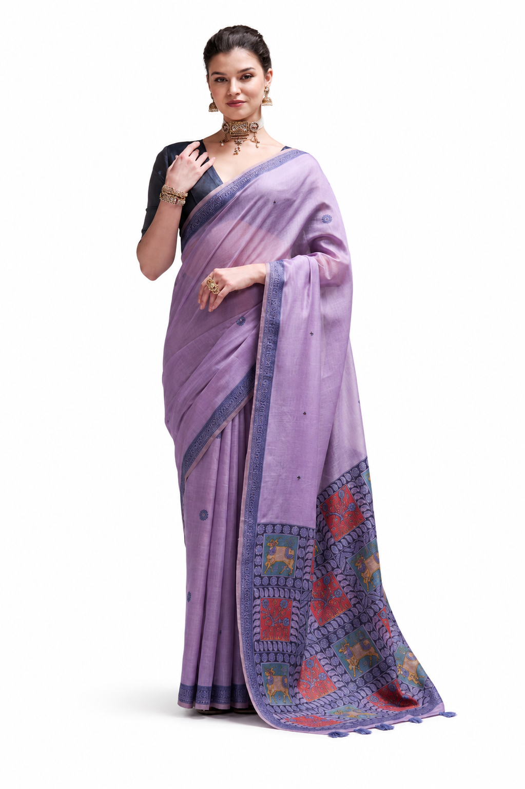 Lavender Jamdani Cotton Office Wear Saree - Naksh Creation